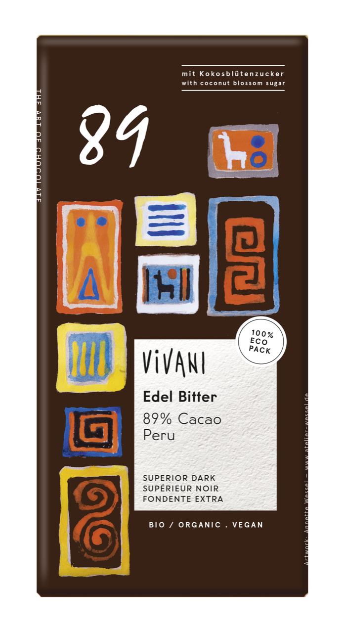 Chocolat noir péruvien 89% BIO 80 g - VIVANI