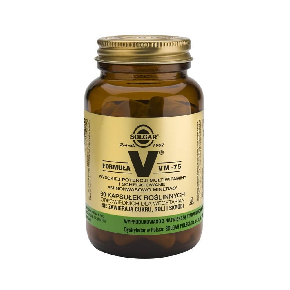 Formule v vm - 75 multivitamines à haute puissance et minéraux d'acides aminés chélates 60 comprimés SOLGAR
