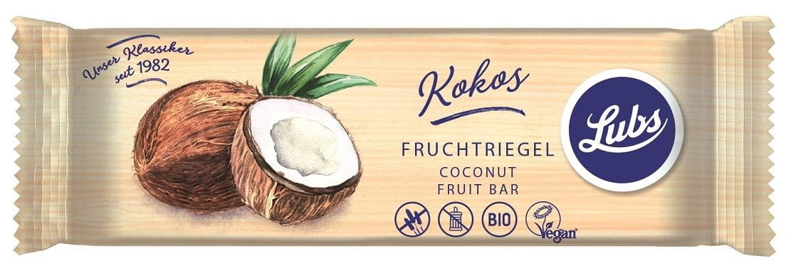 Barre aux dattes sans gluten aux copeaux de noix de coco BIO 40 g - LUBS