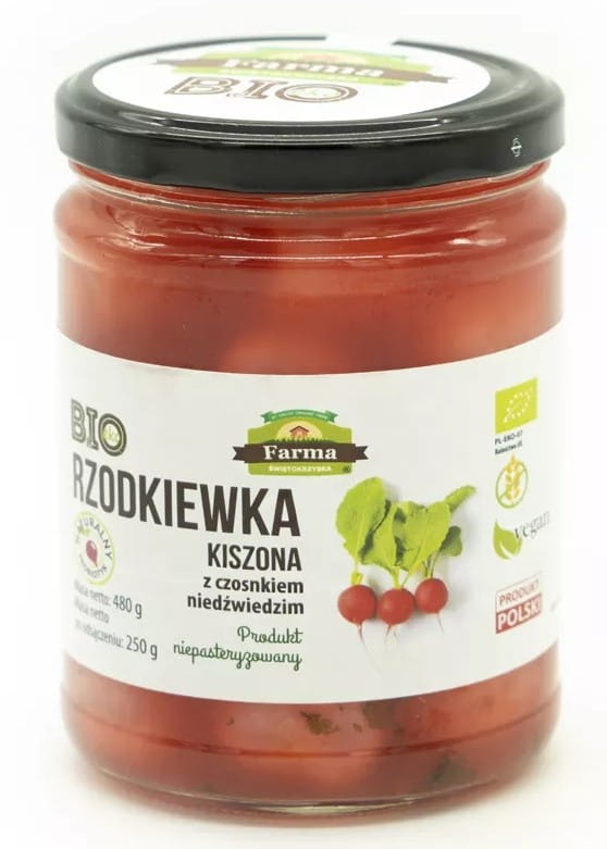 Radis marinés à l'ail sauvage sans gluten BIO 480 g (250 g) - FARMA ŚWIĘTOKRZYSKA