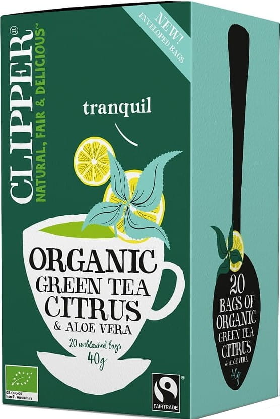 Thé vert au citron et aloès commerce équitable BIO 40 g (20 x 2 g) - CLIPPER