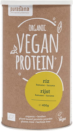 Protéine de riz banane et lucuma sans lactose sans gluten BIO 400 g - PURASANA