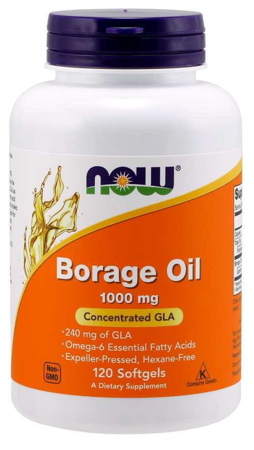Huile de bourrache gla huile de bourrache 1000 MG 120 gélules NOW FOODS