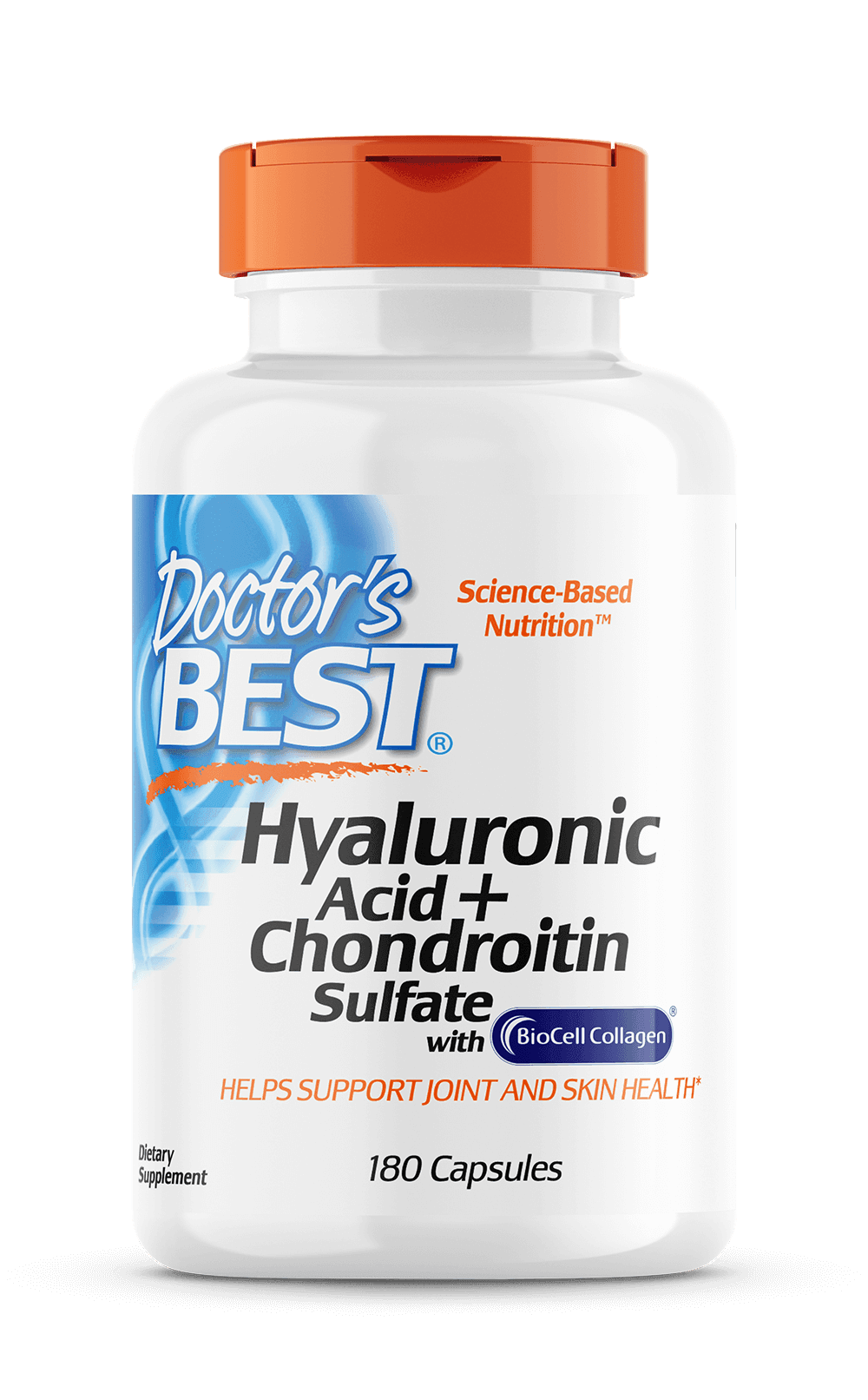 Acide hyaluronique + sulfate de chondroïtine + collagène hydrolysé de type ii acide hyaluronique + sulfate de chondroïtine avec collagène biocellulaire 180 gélules DOCTOR'S BEST