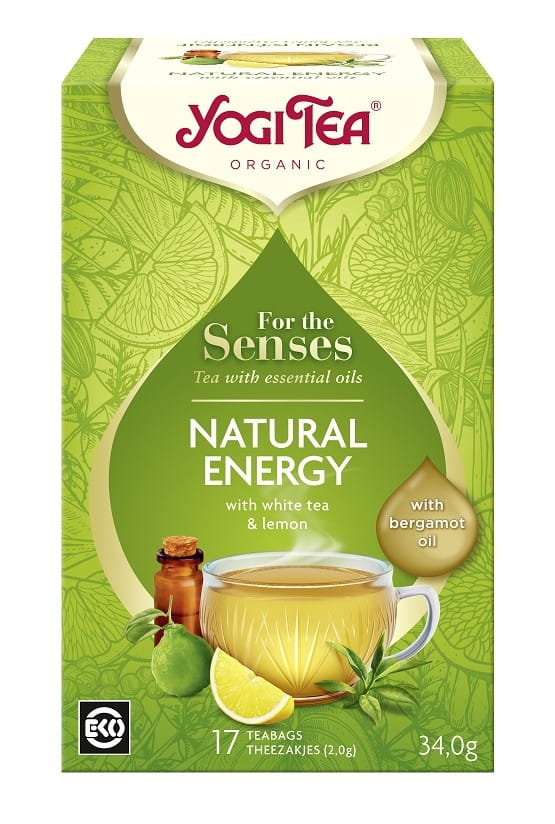 Thé blanc pour l'énergie naturelle des sens aux herbes, citron et huile de bergamote (pour l'énergie naturelle des sens) BIO (17 x 2 g) 34 g - yogi te
