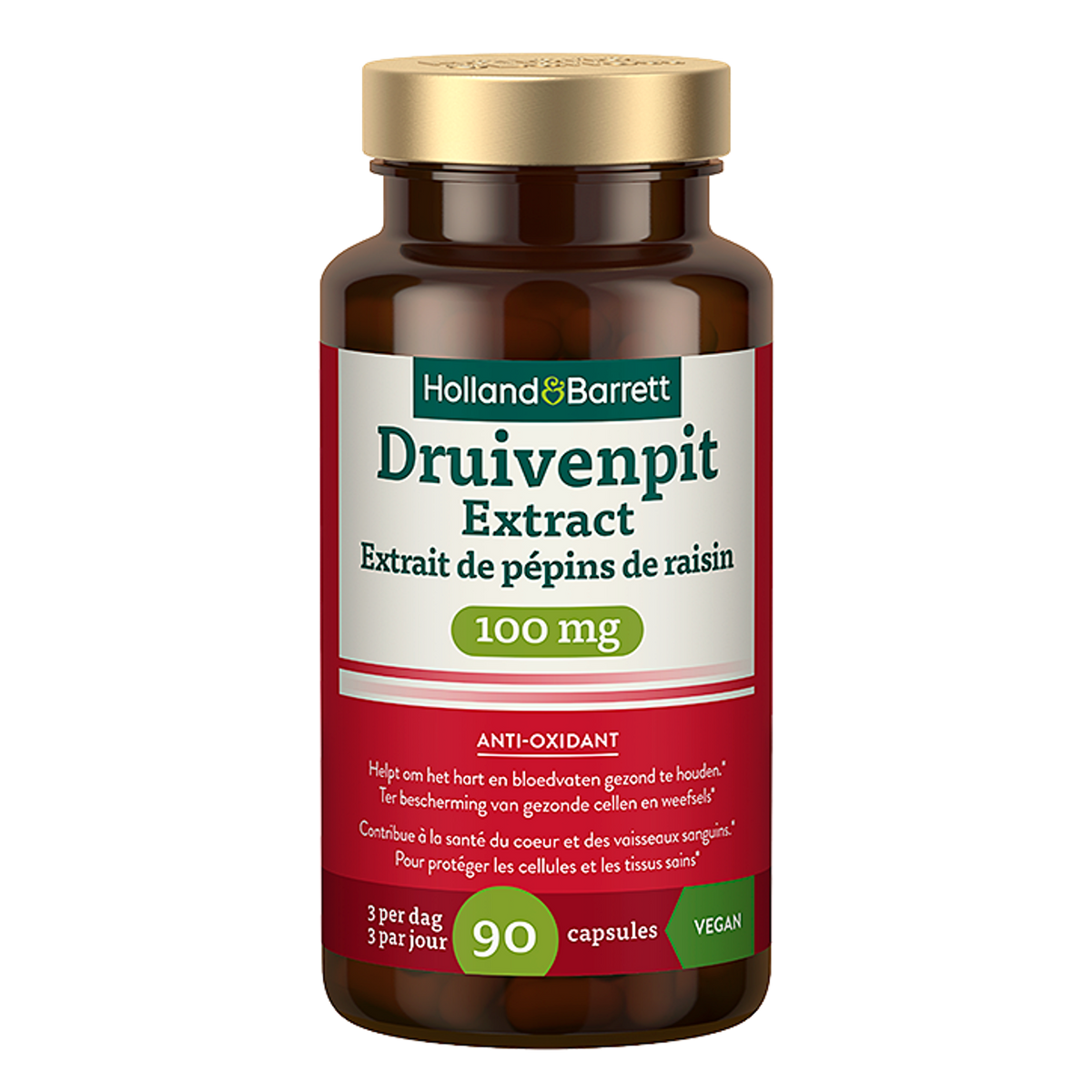 Ekstrakt av druekjerne 100 kapsler HOLLAND & BARRETT