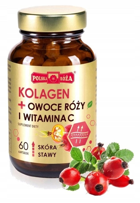 Collagen + Rosehip and Vitamin C 60 capsules POLISH ROSE
