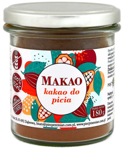Maca - cacao para beber - bote de 180g CINCO CAMBIOS