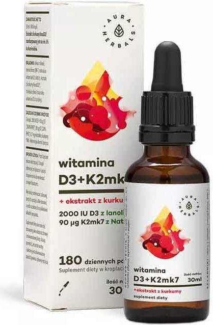 Vitamine D3 2000 IE en K2MK7 en kurkuma-extract novasol 30 ml AURA HERBALS