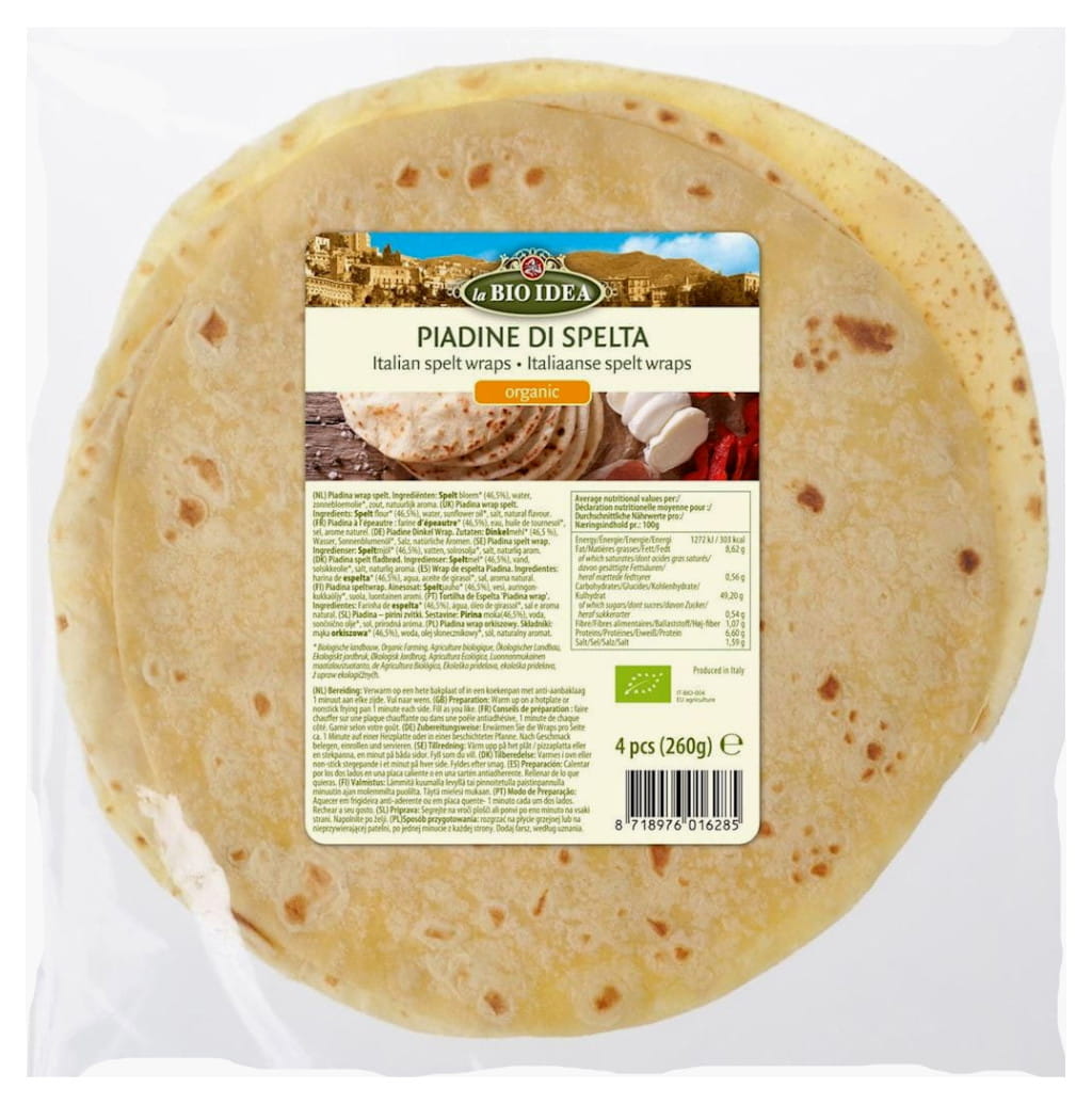 TORTILLA À L'ÉPEITRE PIADINA BIO 260 g - LA BIO IDEA DDM: 09-2026