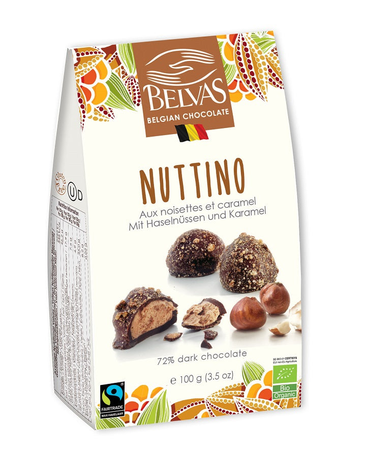 Chocolates Bejgian coração sem açúcar adicionado sem glúten BIO 100 g - BELVAS