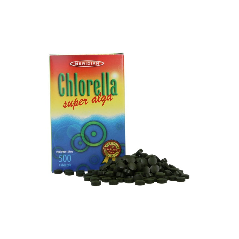Algas prensadas Chlorella 500tab. (parede celular quebrada) MÉRIDIEN
