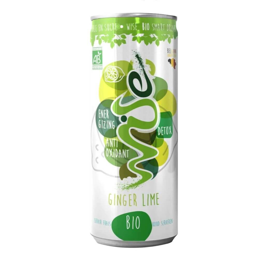 Boisson énergisante gazéifiée, gingembre - arôme citron vert BIO 250 ml - WISE