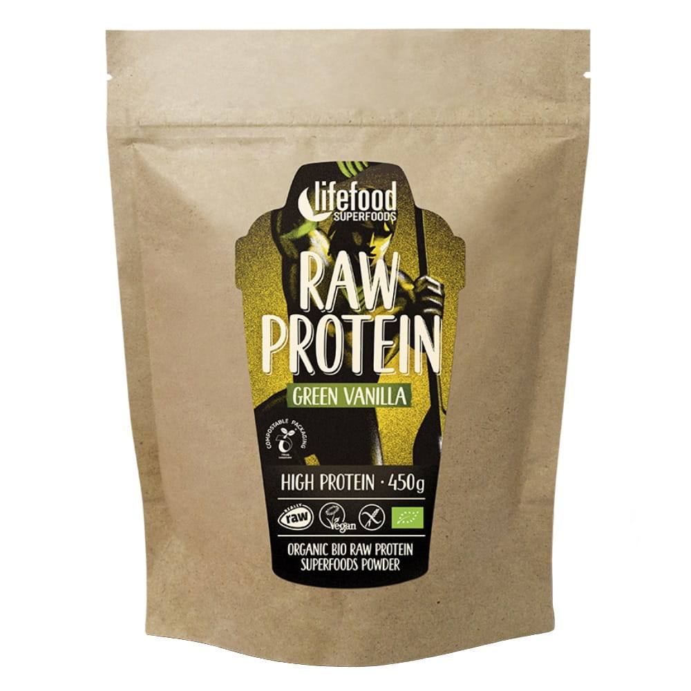 Protéine végétale à l'orge jeune et à la vanille crue sans gluten BIO 450 g - LIFEFOOD