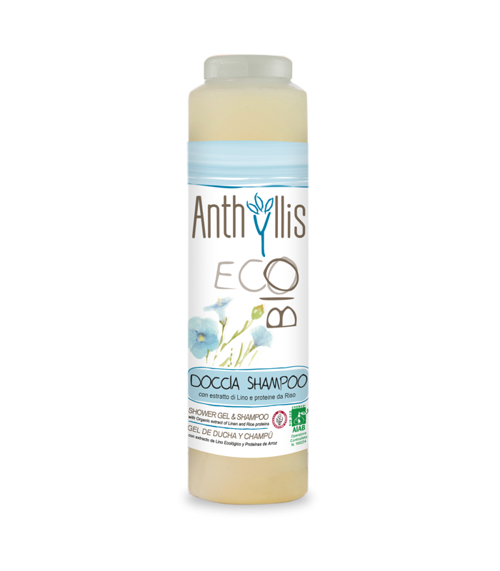 Shampoing et gel douche à l'extrait de lin et aux protéines de riz eco 250 ml - ANTHYLLIS