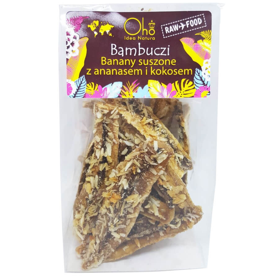 Bananes séchées à l'ananas et à la noix de coco crues BIO 50 g - OHO BAMBOO