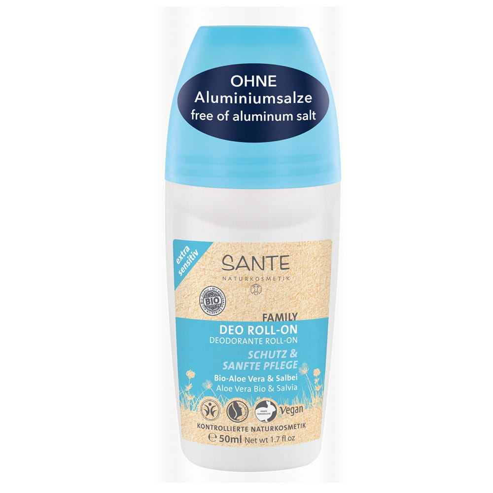 Déodorant roll-on peaux sensibles à l'aloe vera et à la sauge écologique 50 ml - SANTE