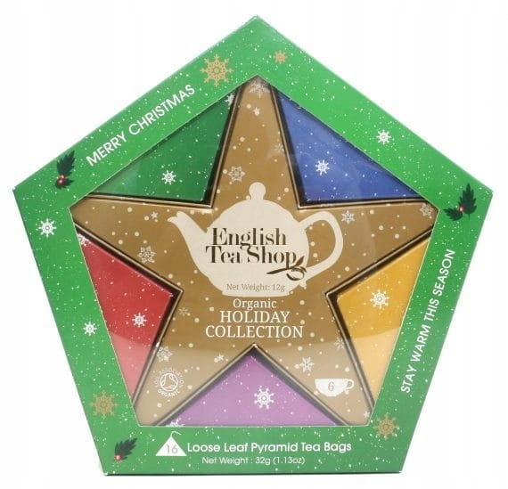 Service à thé de Noël étoile or pyramide (16x2) BIO 32 g ENGLISH TEA SHOP