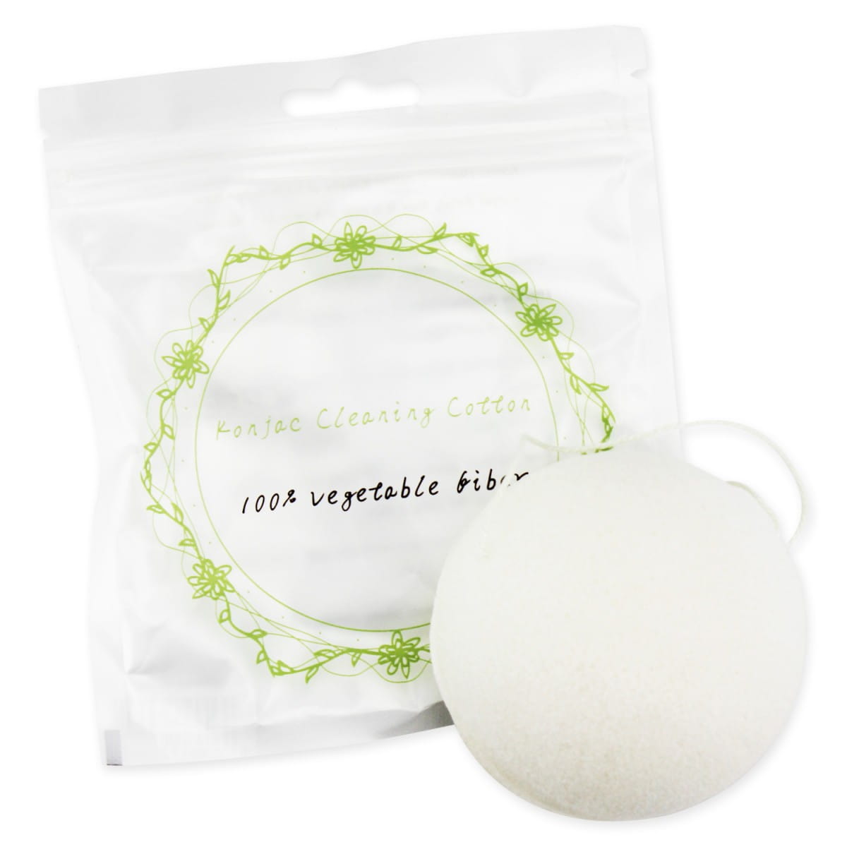Éponge konjac pour nettoyer le visage, ronde blanche - BETTER THAN FOODS