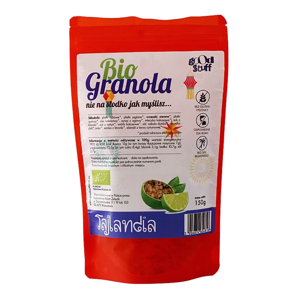Granola cacahuètes - piment - citron vert (Thaïlande) sans gluten BIO 150 g - GOOD STUFF