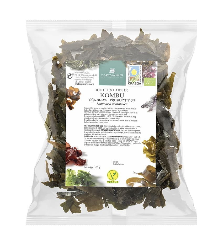 Algues marines séchées - kombu BIO 100 g (sac aluminium) - PORTO MUINOS