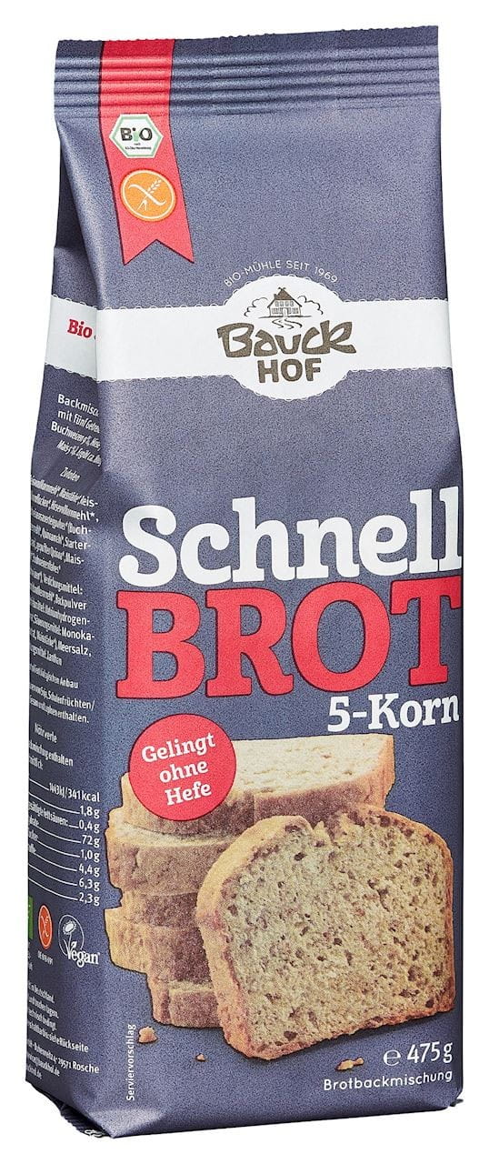 Mélange à pain 5 céréales sans gluten BIO 475 g - BAUCK HOF