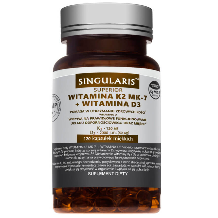 Vitamine K2 MK - 7 120 µg et vitamine D3 2000 ui 120 capsules molles SINGULARIS