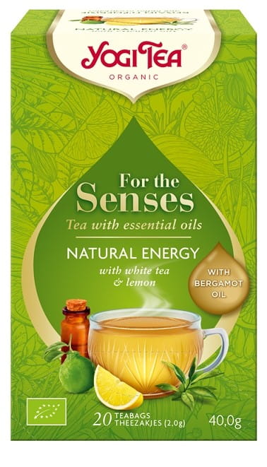 Thé blanc pour l'énergie naturelle des sens aux herbes huile de citron et bergamote (pour l'énergie naturelle des sens) BIO (20 x 2 g) 40 g - yogi te