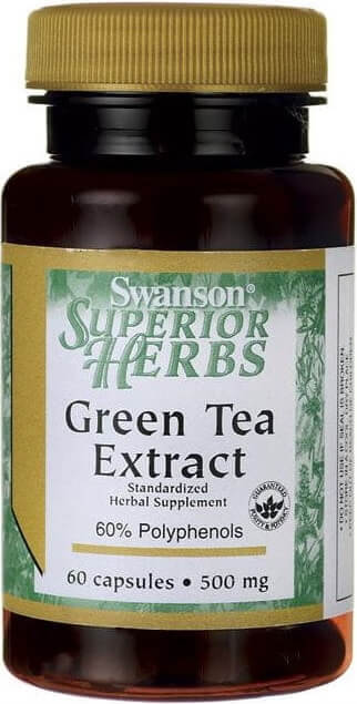 Extrait de feuille de thé vert extrait de thé vert standardisé 500mg 60 gélules de SWANSON