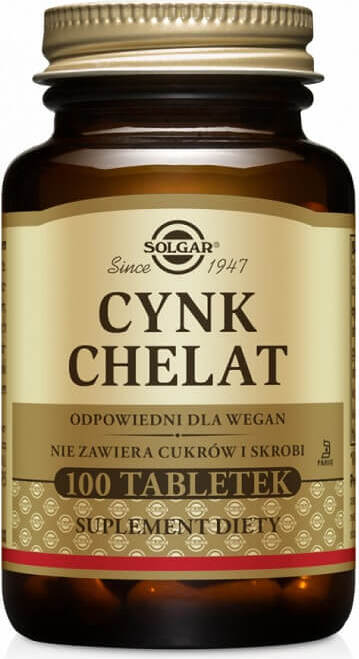 Chélate d'acides aminés de zinc zinc 22mg 100 comprimés SOLGAR