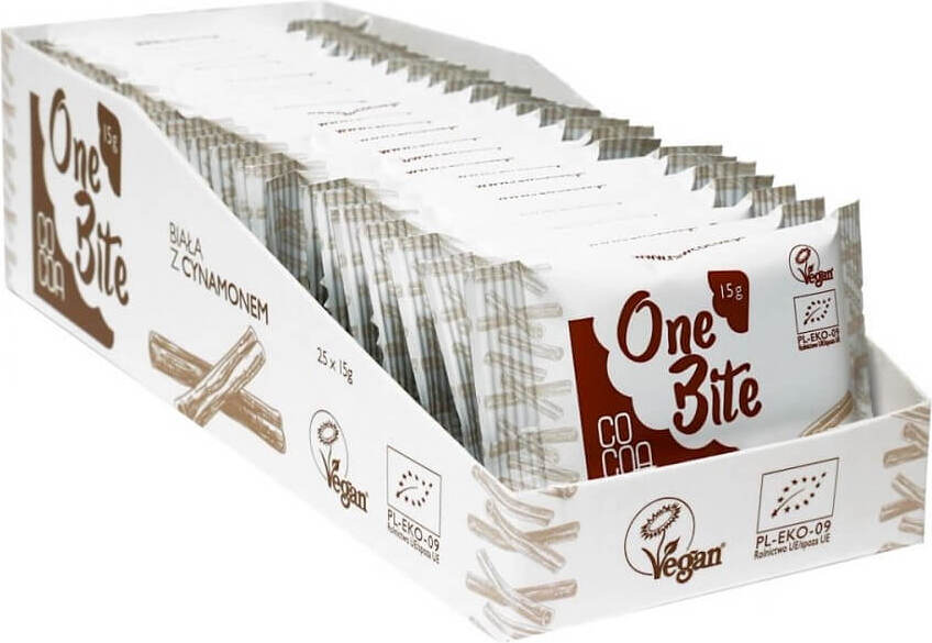 One bouchée BIO 15 g assiette blanche à la cannelle - CACAO