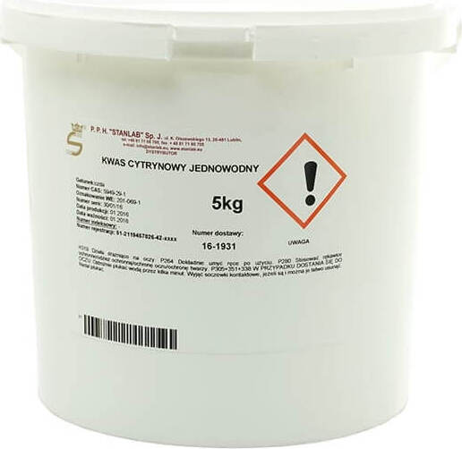 L'acide citrique monohydraté est de 5 kg STANLAB