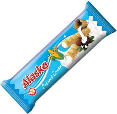 Tubes de maïs farcis à la crème - noix de coco sans gluten 18 g ALASKA