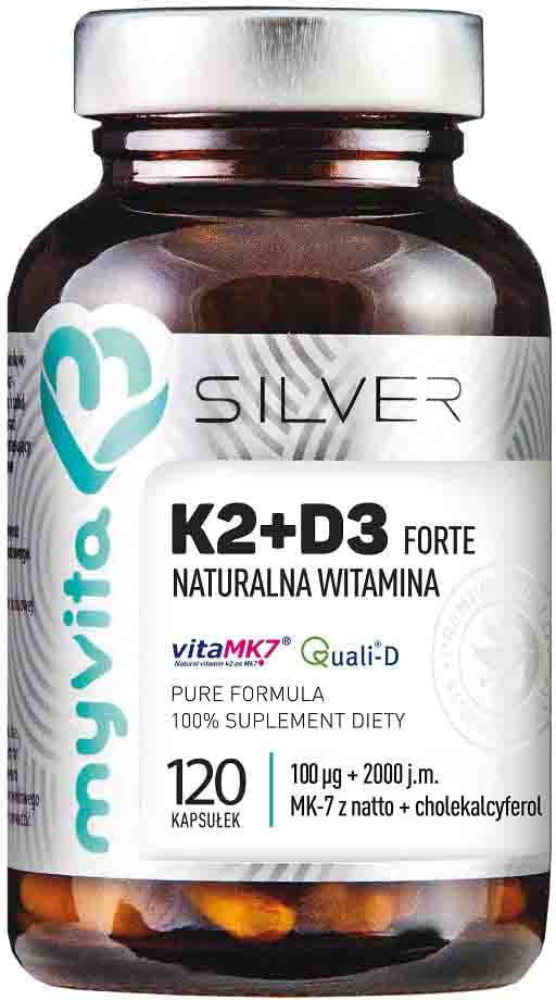 Vitamine K2 K - 2 + D3 D - 3 2000iu 120 gélules MYVITA SILVER PURE