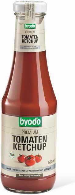 Ketchup sans sucre édulcoré au sirop d'agave sans gluten BIO 500ml BYODO