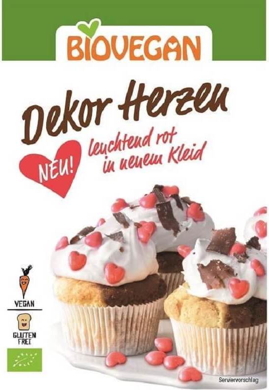 Saupoudrer déco coeurs rouges sans gluten BIO 35 g - BIO VEGAN