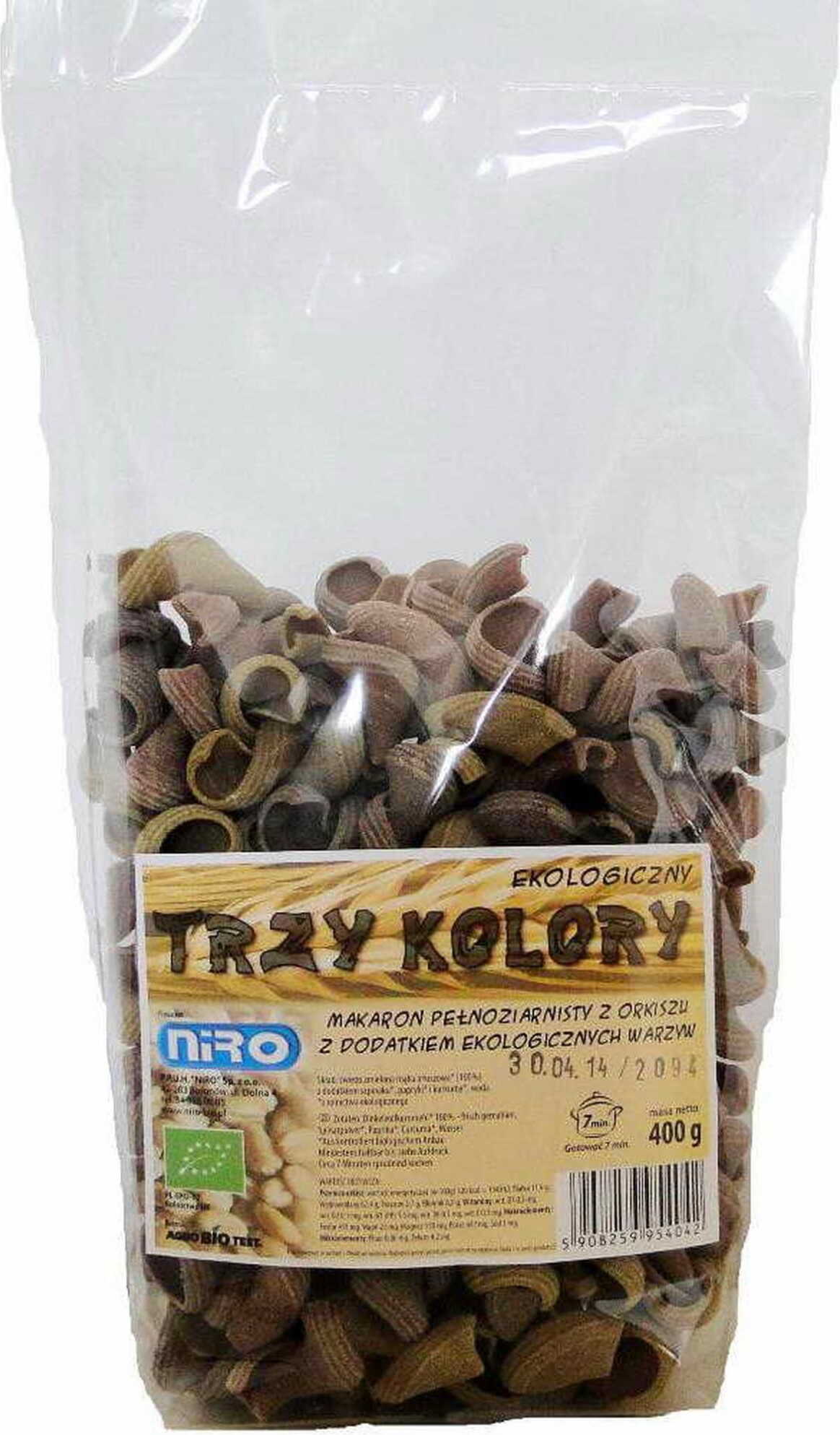 Pâtes d'épeautre aux trois couleurs 400 g BIO NIRO