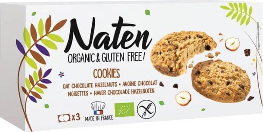 Biscuits à l'avoine au chocolat et aux noisettes sans gluten BIO 120 g - NATEN