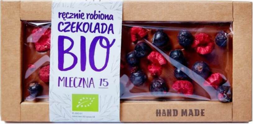 Chocolat au lait aux cassis et framboises BIO 53 g - OLD POLISH CONFISERIE
