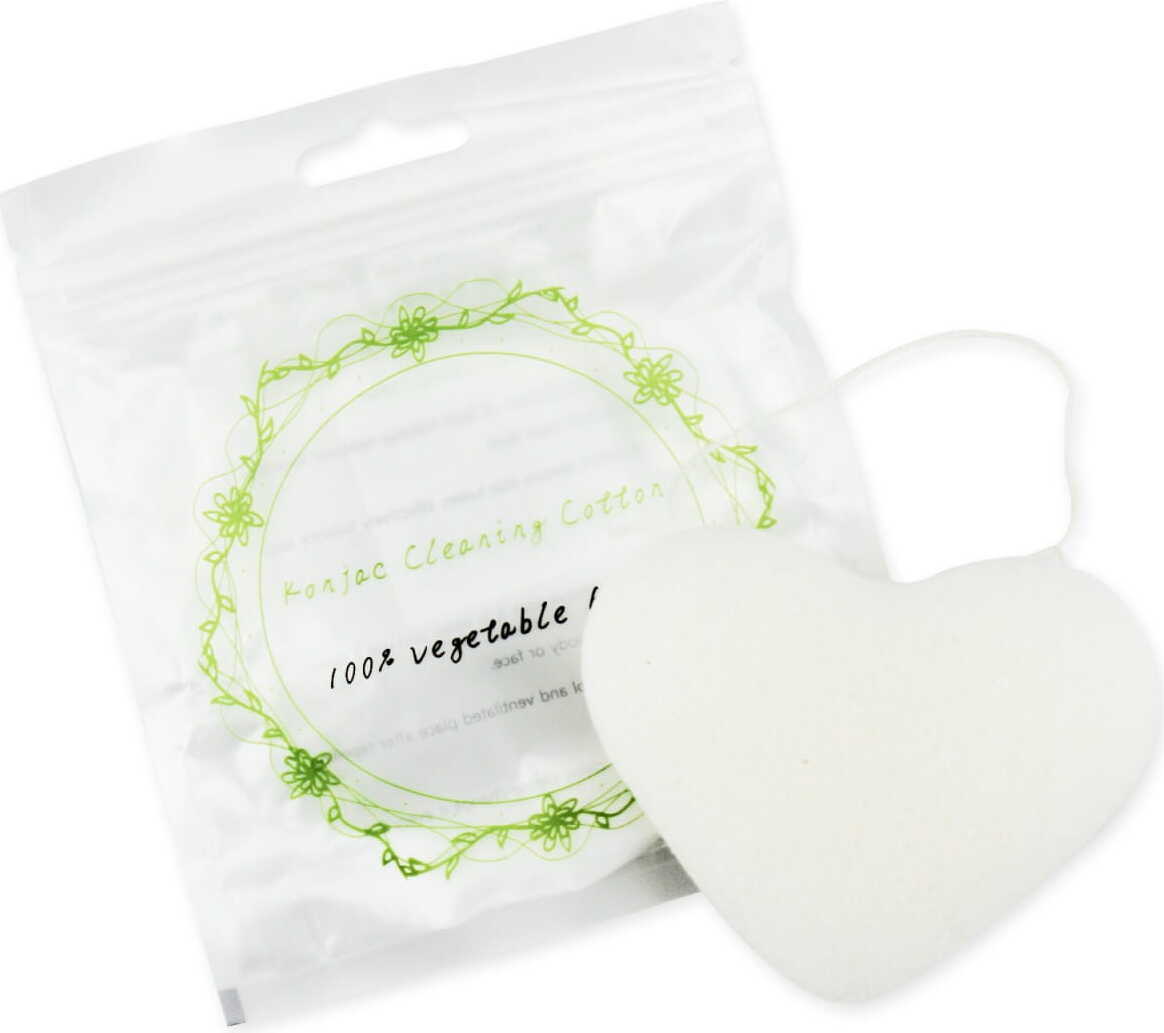 Eponge Konjac pour nettoyer le visage coeur blanc - BETTER THAN FOODS