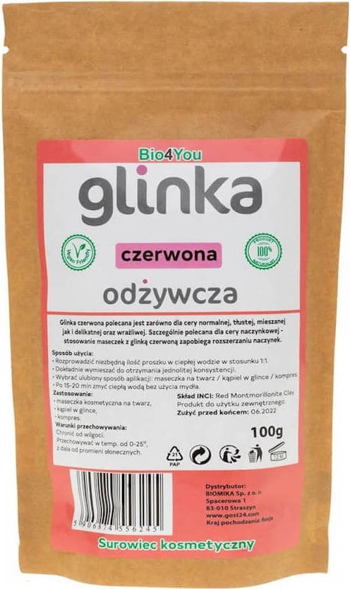 Argile nutritionnelle cosmétique rouge 100 g - BIOMIC