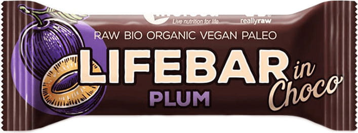 Barre prune enrobée de chocolat crue sans gluten BIO 40 g - LIFEFOOD