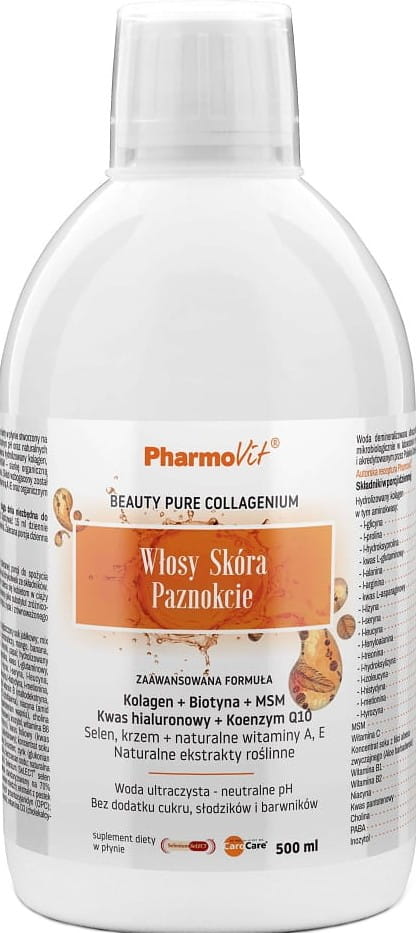 Biotine collagène MSM coenzyme Q10 cheveux peau ongles 500ml PHARMOVIT