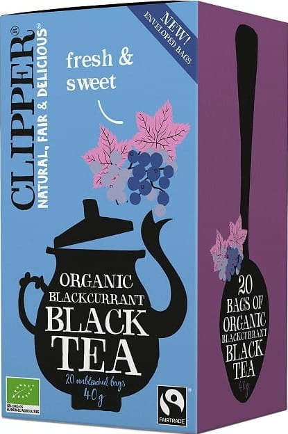 Thé noir au cassis, équitable BIO 40 g (20 x 2 g) - CLIPPER
