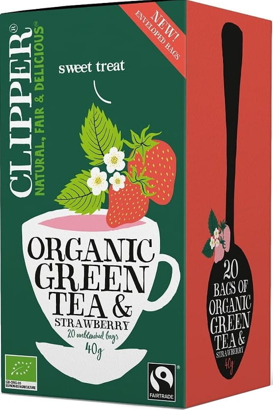 Thé vert à la fraise commerce équitable BIO 40 g (20 x 2 g) - CLIPPER