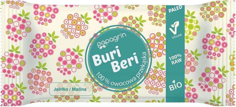 Snack sans gluten pomme et framboise BIO 10 g - PAPAGRIN