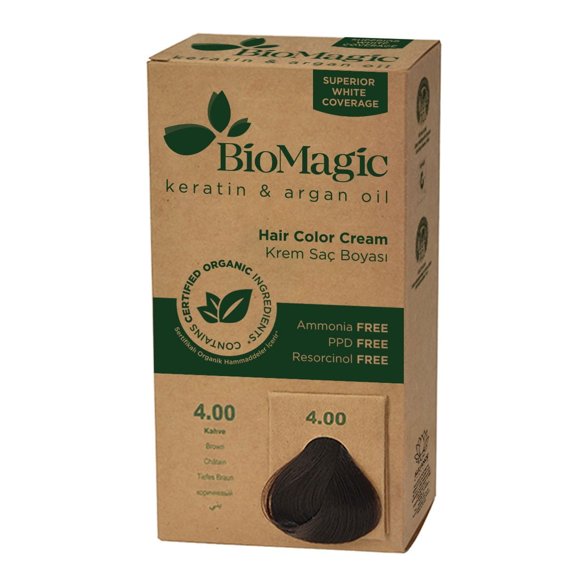 Teinture pour cheveux châtain (4.00) 250 g - BIOMAGIC