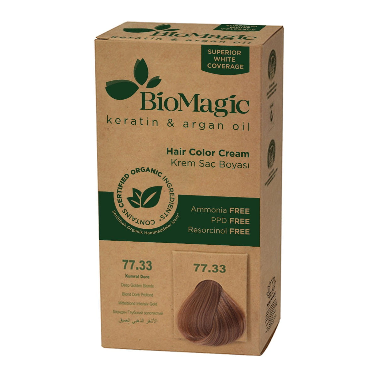 Teinture pour cheveux blond doré profond (77.33) 250 g - BIOMAGIC