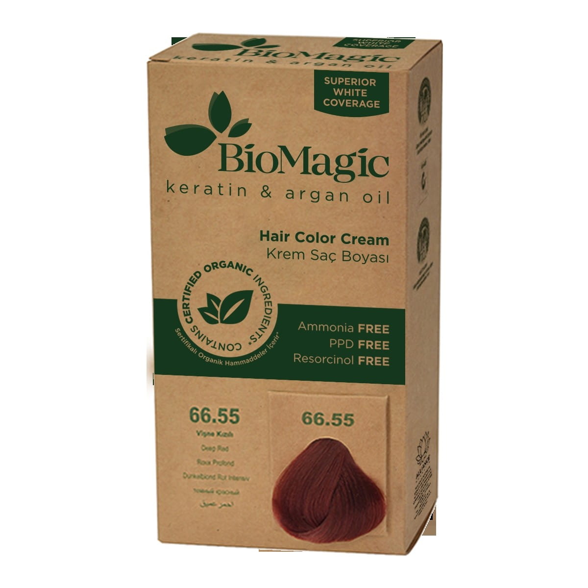 Teinture pour cheveux rouge profond (66.55) 250 g - BIOMAGIC