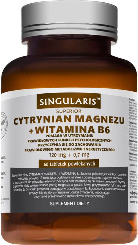 Citrate de Magnésium 120 MG + Vitamine B6 07 MG 60 comprimés SINGULARIS